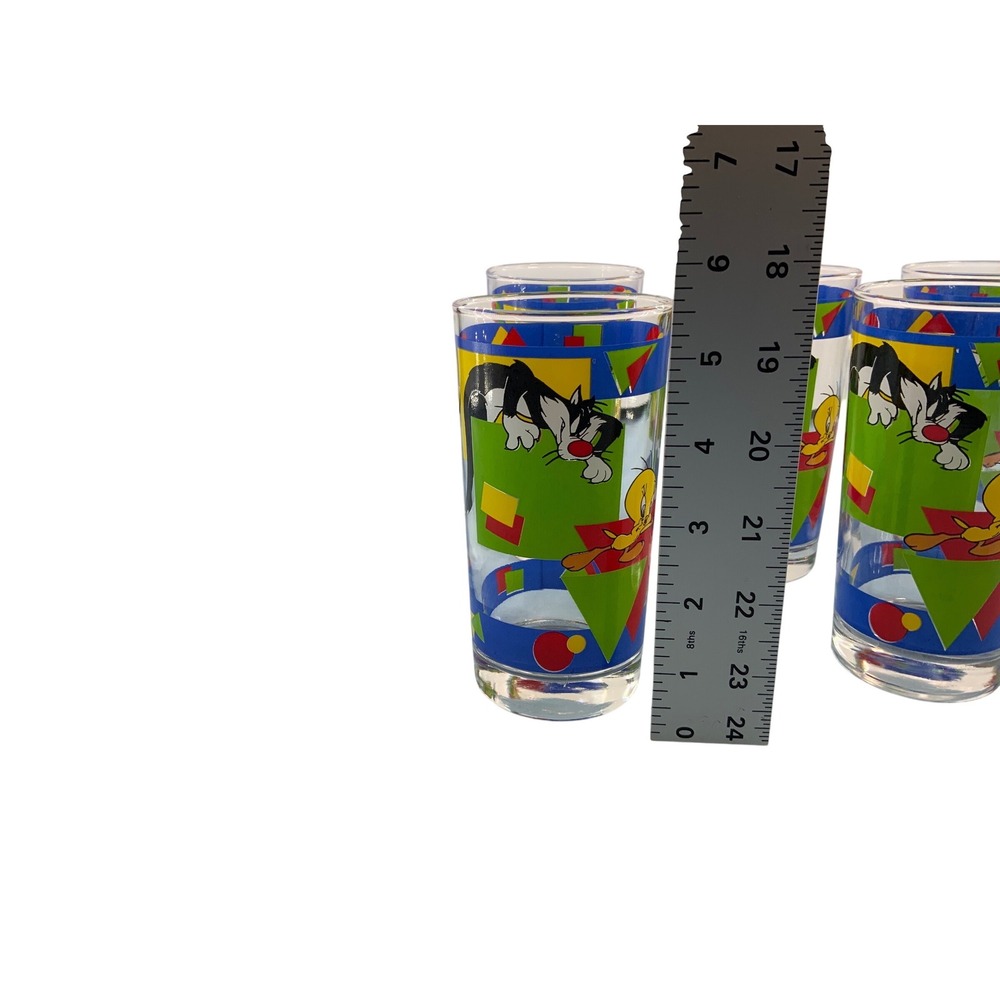 Vintage 1995‎ Looney Tunes Sylvester Tweety Bird Glass Tumblers Set of 5 Pop Art - Picture 4 of 4